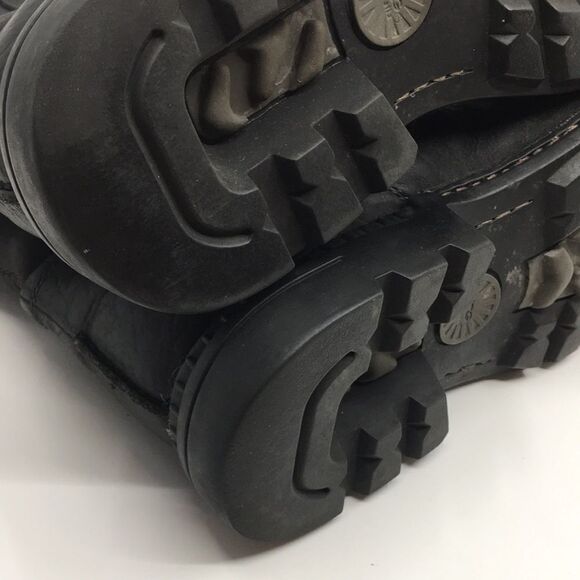 UGG Australia Lancing Black Leather Sherpa Lined Mid Ankle Moto Boots Sz 12 - Picture 12 of 16